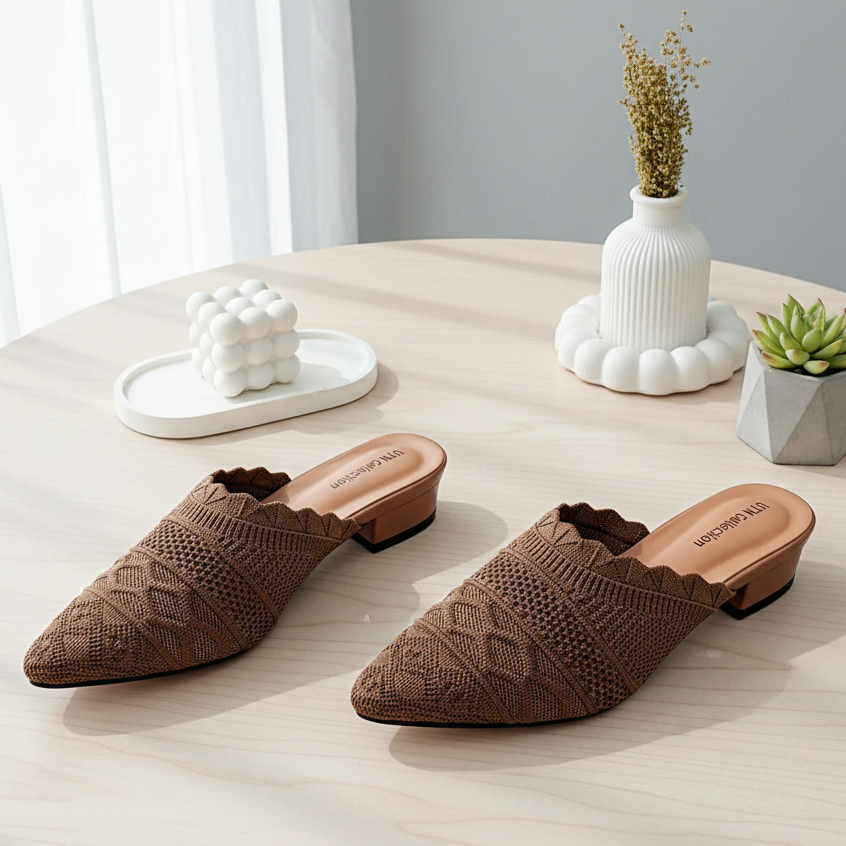 Sepatu Sandal Wanita Heels Rajut Import Hak 3 Cm Utn Collection