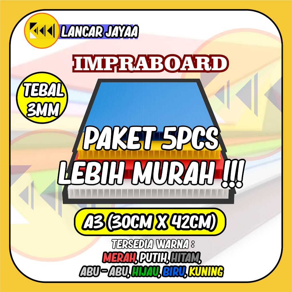 

Impraboard 3mm A3( 30CM X 42CM ) SPESIAL PAKET 5PCS LEBIH MURAH !!! / Papan Plastik Corrugated / Alas Proyek / Display/ Papan Promosi/ SERBAGUNA