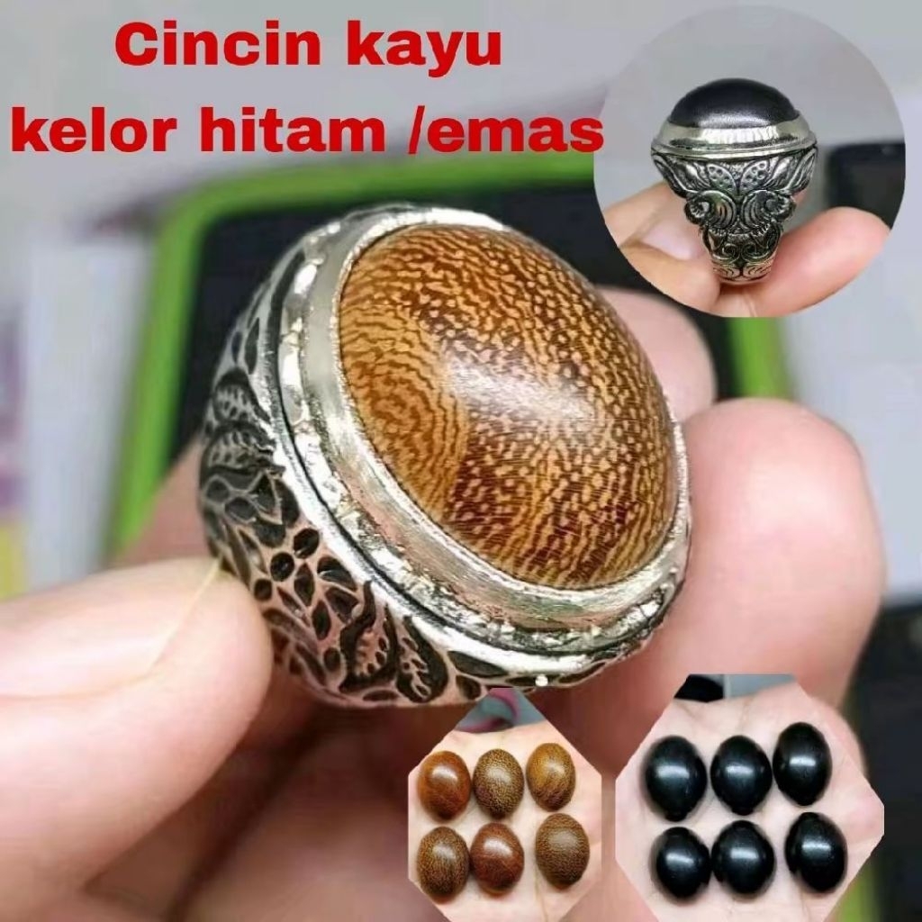 cincin kayu kelor hitam / cincin kelor emas asli kayu kelor Batu
