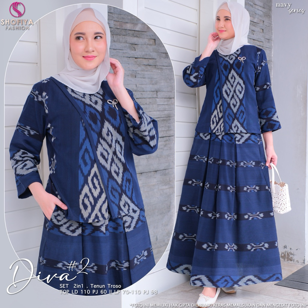 ZS Setelan Rok Blouse Tenun Wanita / Tenun Oneset Rok / Setelan Tenun Tradisional