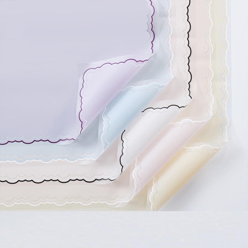 

Isi 1 Pack ( 20 Lembar ) Flower Wrapping MOTIF AWAN / Kertas Buket / Flower Paper Cellophane Cloud Lace Border