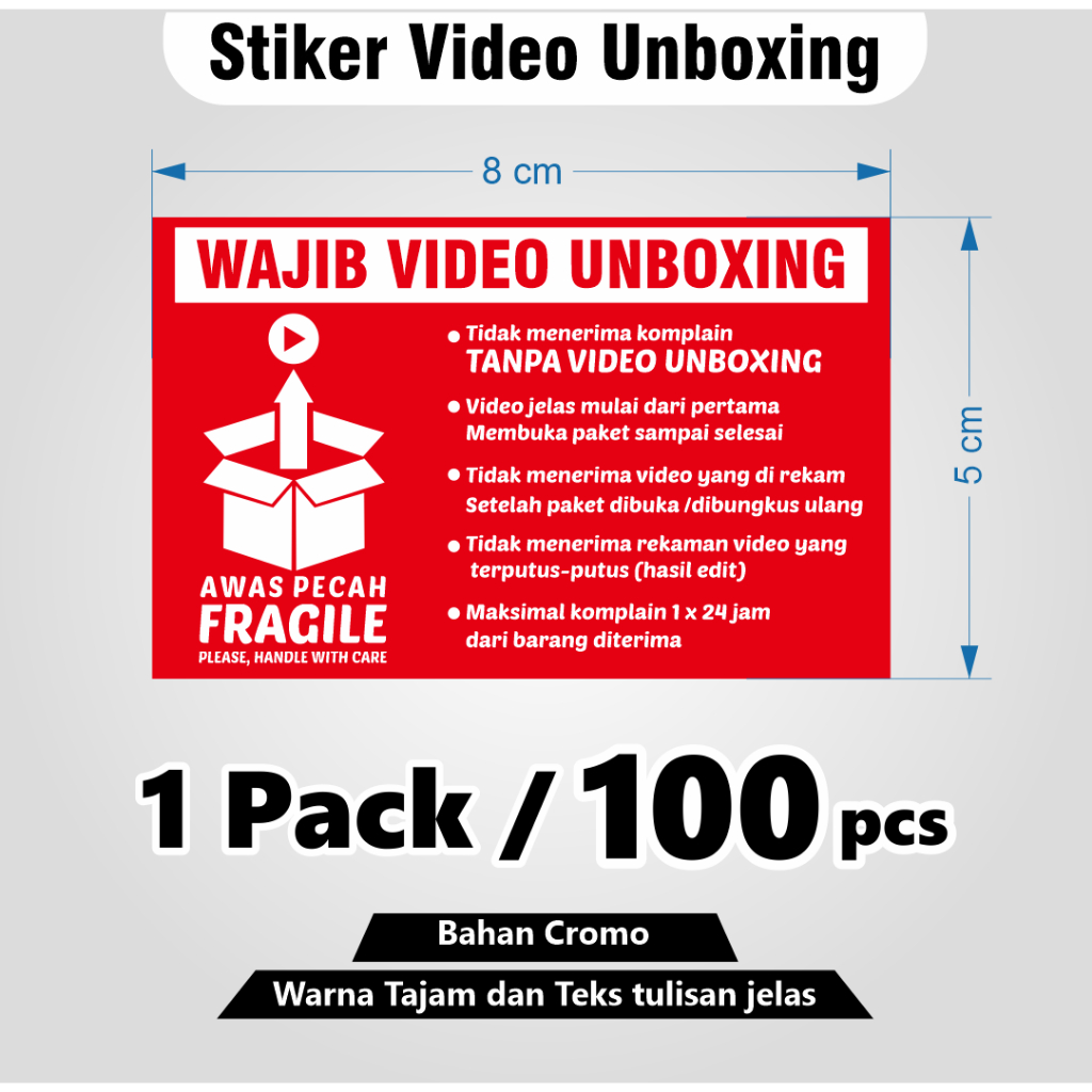 Sticker Wajib Video Unboxing 300 Pcs