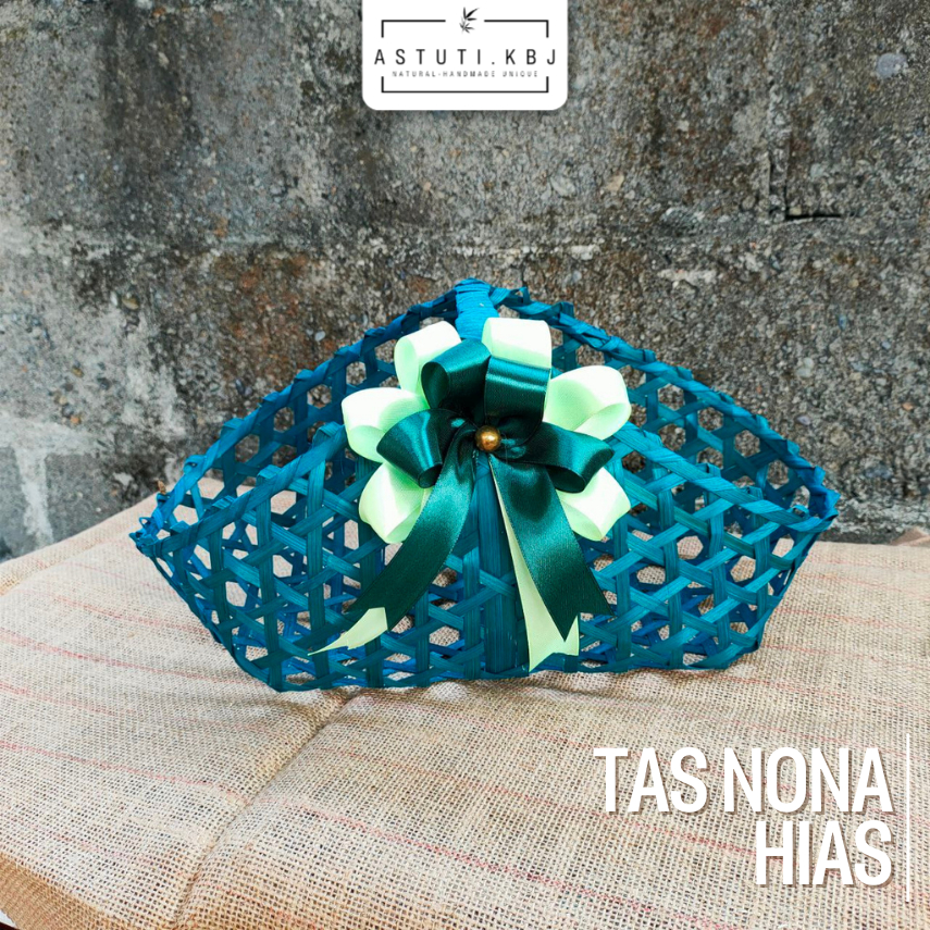 TAS ANYAM BAMBU NONA WARNA HIAS PITA PREMIUM | kerajinan bambu | hantaran | hampers | tas hias