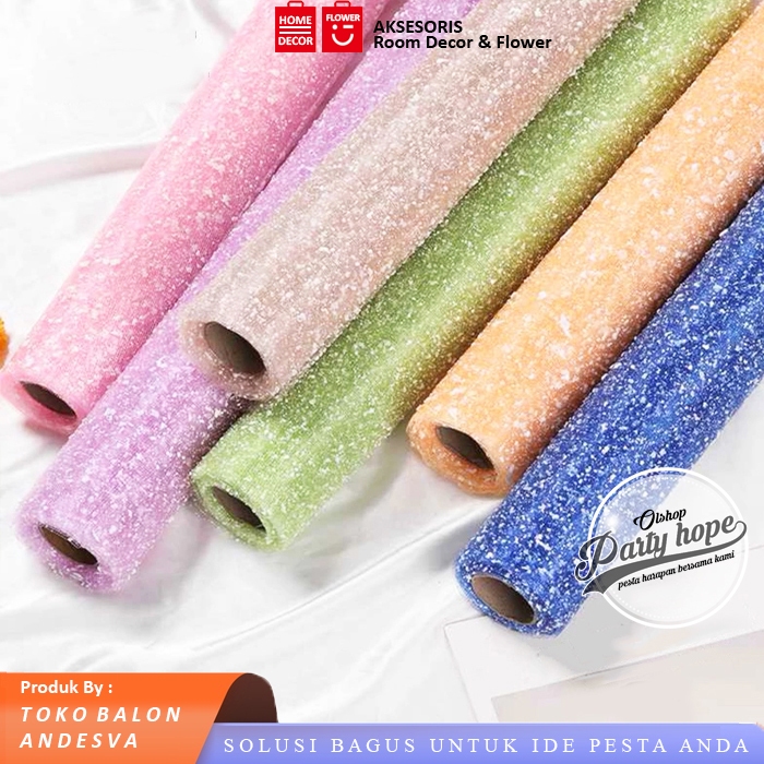 Kain Tile Salju / Snow Wrapping Paper Snowflake Polimesh / 1 Rol Kain Tile Salju Paper Buket Bunga