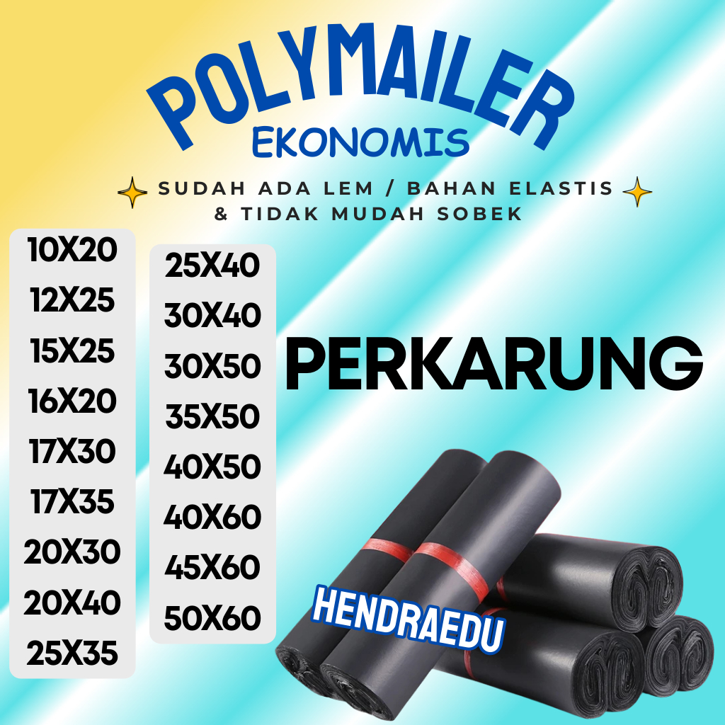 Polymailer EKONOMIS PERKARUNG  – Plastik Packing Hitam  | Kantong Online Shop