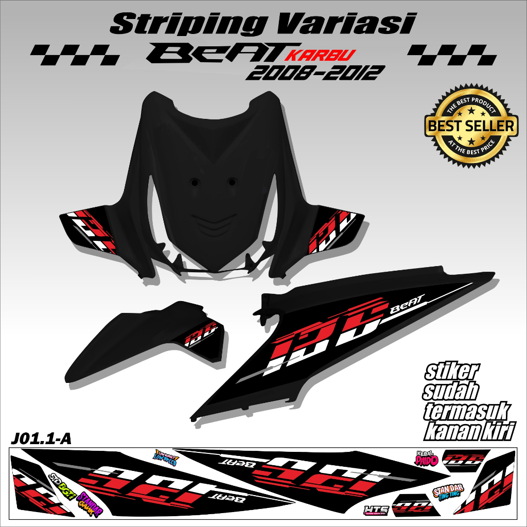 Striping Beat Karbu Motif Vietnam Style - Stiker Variasi Honda Beat Karbu