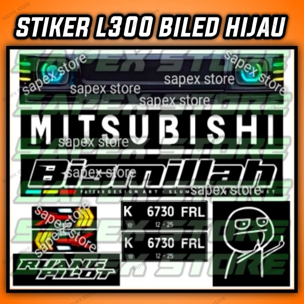 STIKER MINIATUR L300 BILED HIJAU