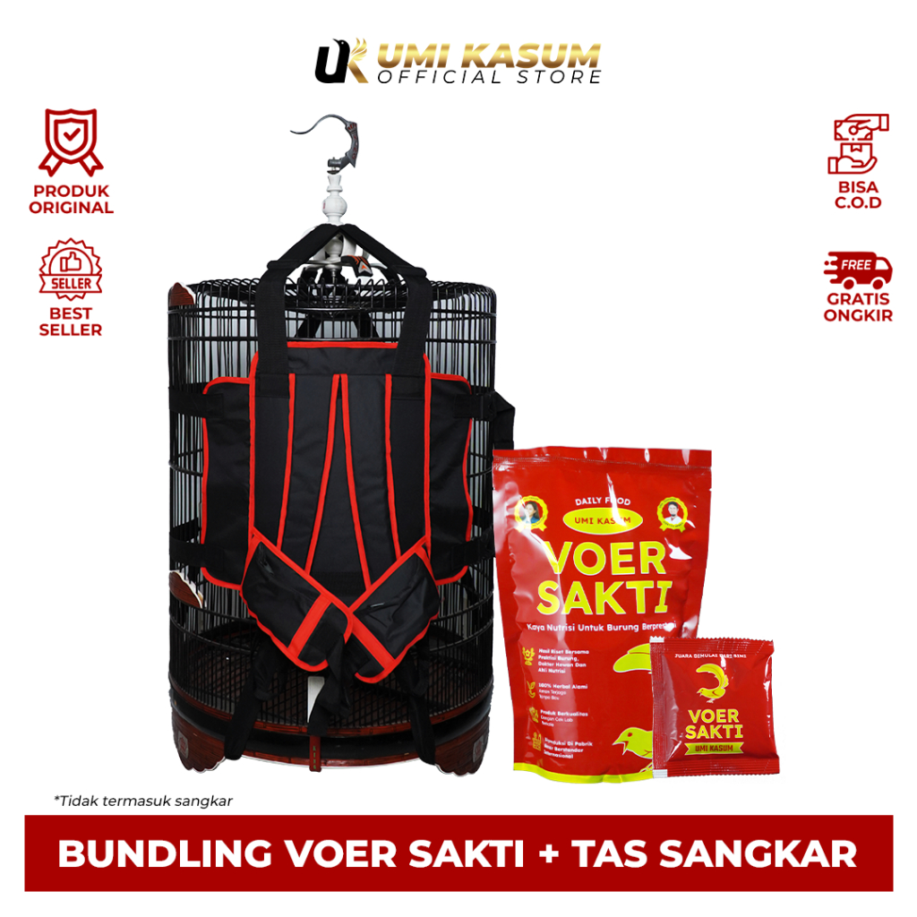 Tas Sangkar Burung & Voer Sakti Umi Kasum Multifungsi| Tas Gendong & Makanan Burung Kicau