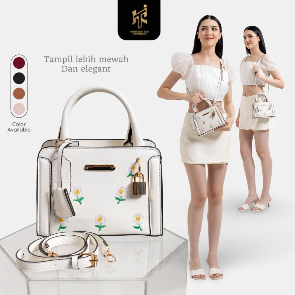 Zoe Flower Tas Wanita Terbaru Motif Bunga Bahan Pu Premium Tas Selempang Top Handlebag Classy Model