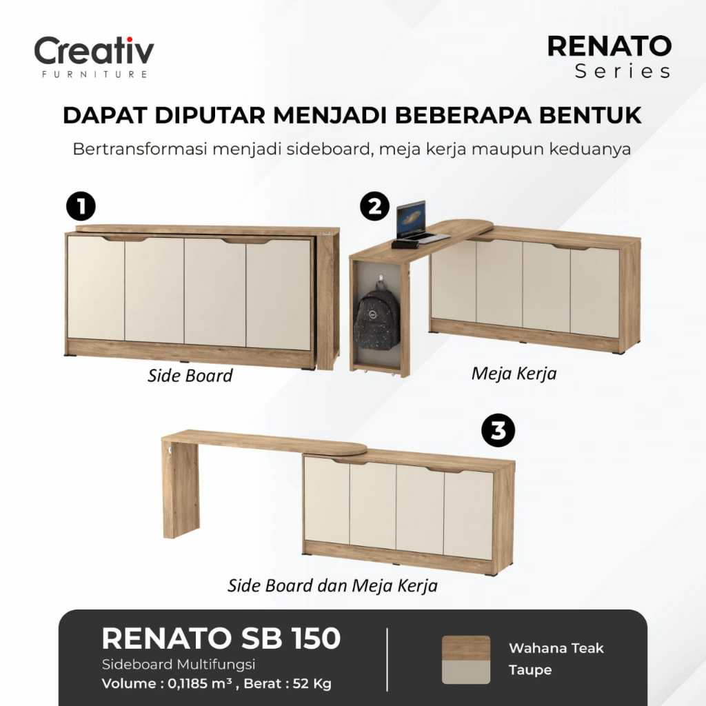 Meja serbaguna sideboard bufet renato sb 150