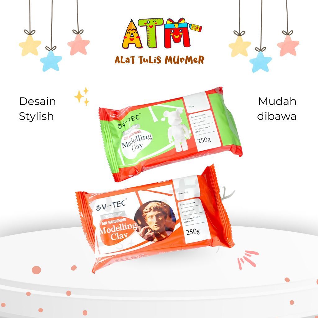 

Tanah Liat/Clay/Vtec Premium Modelling Clay 250gr MC 1250 Putih & MC 2250 Terracotta