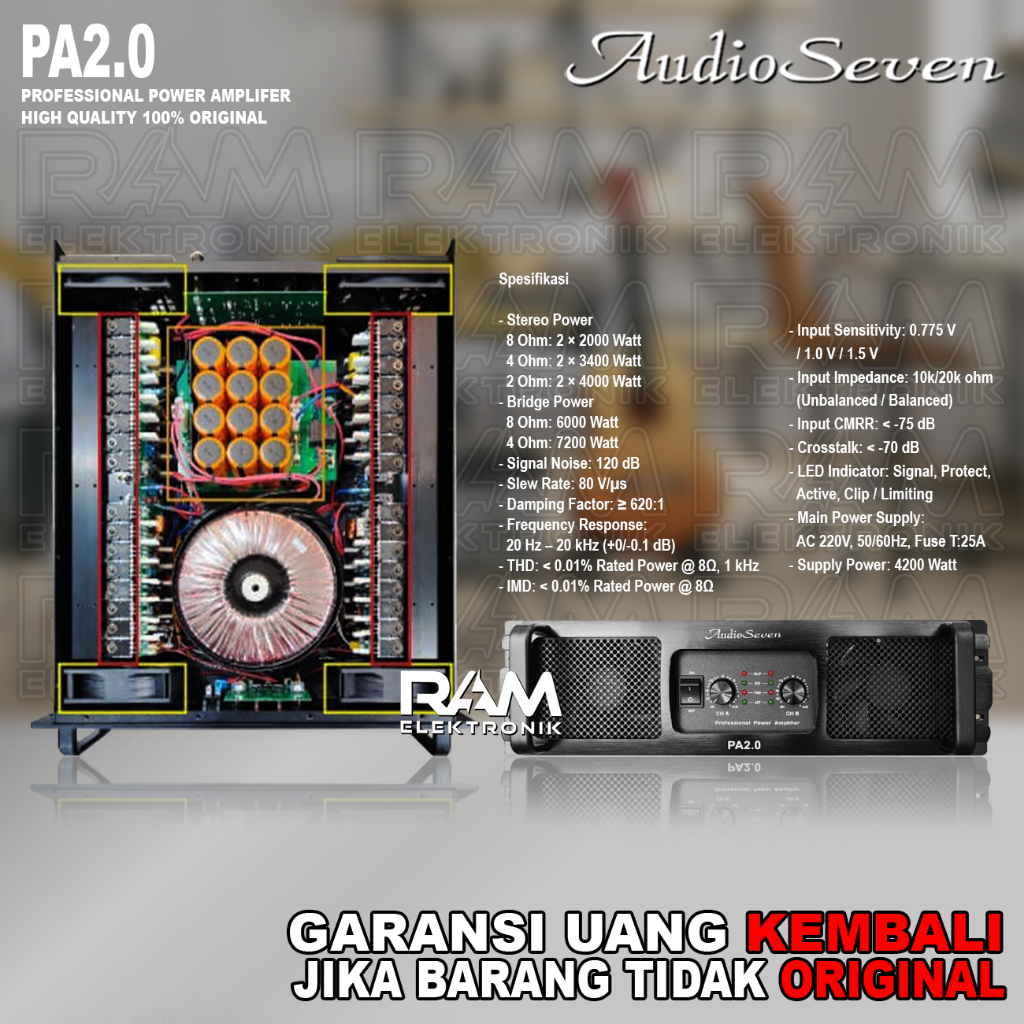 Power Amplifier 2 Channel AUDIO SEVEN PA 2.0 | PA 20 Original 2 x 4000 Watt