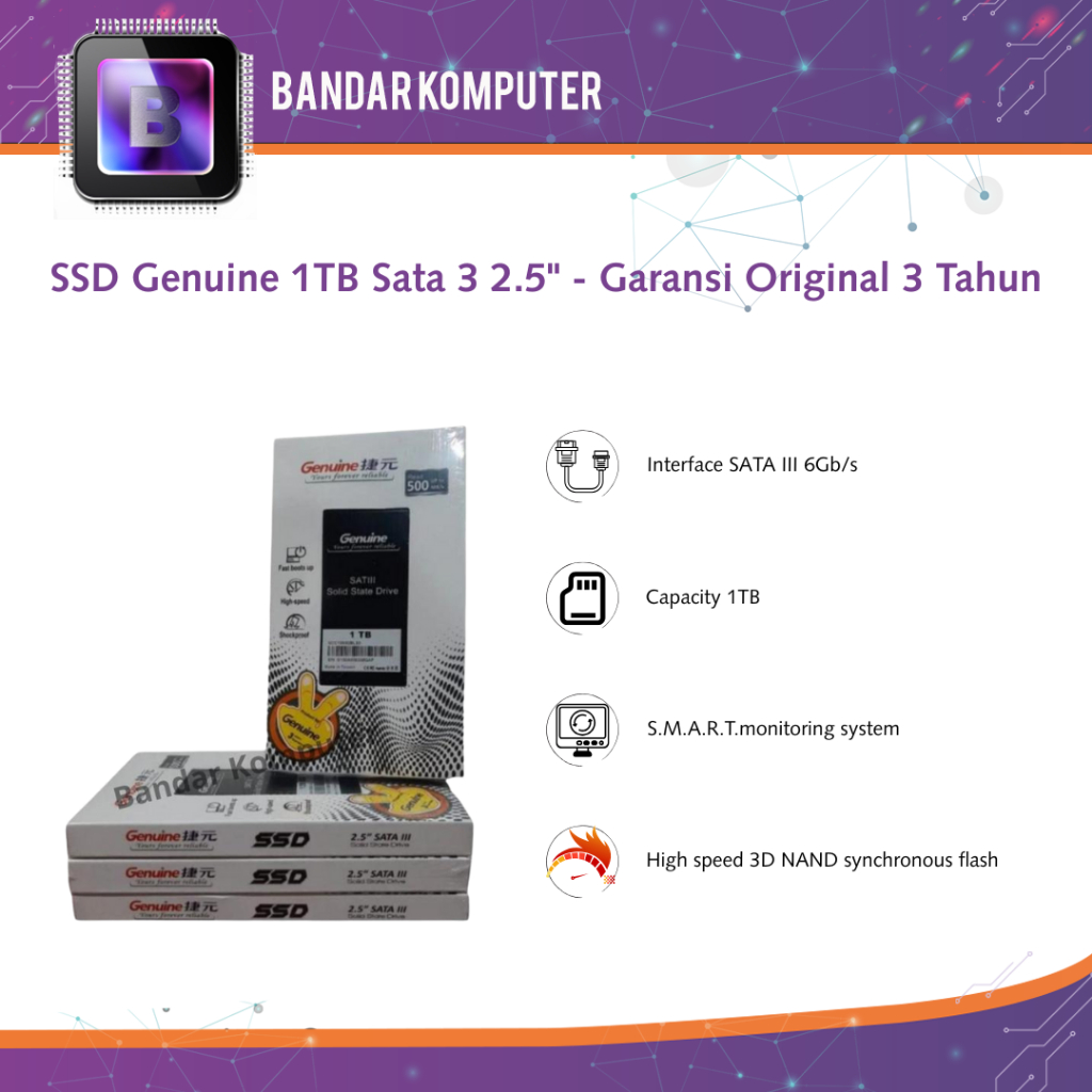 SSD Genuine 1TB Sata 3 2.5" - Garansi Original 3 Tahun