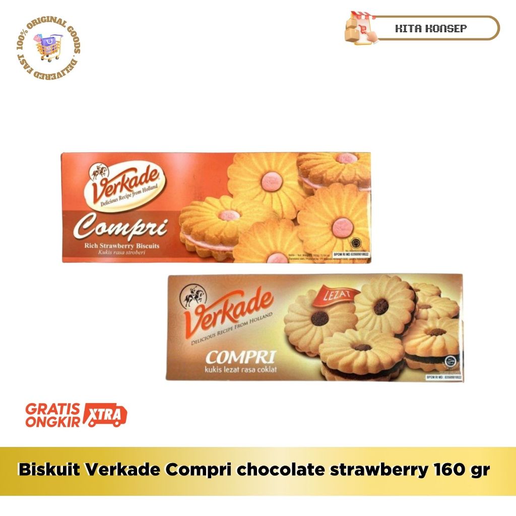 Biskuit Verkade Compri chocolate strawberry 160 gr