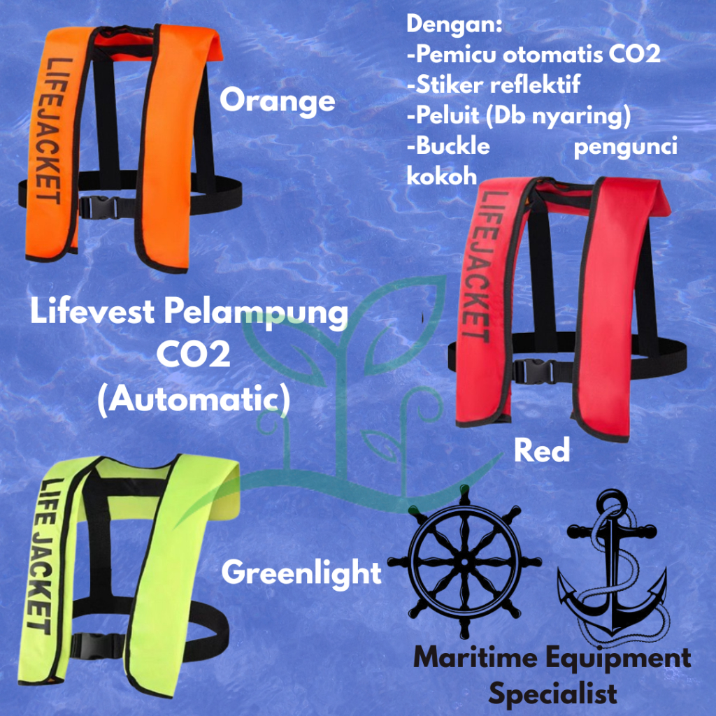 Lifevest, Pelampung CO2 Kendor Otomatis, Inflatable Lifevest Memancing, Pergi Kelaut, Olahraga Air, 