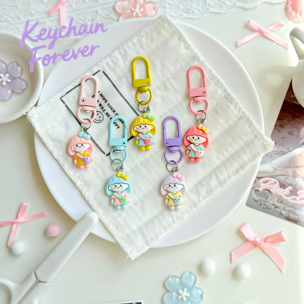 Gantungan Kunci Beruang Lucu dengan Hati - Aksesori Tas & HP Hadiah Sempurna buat Anak Perempuan