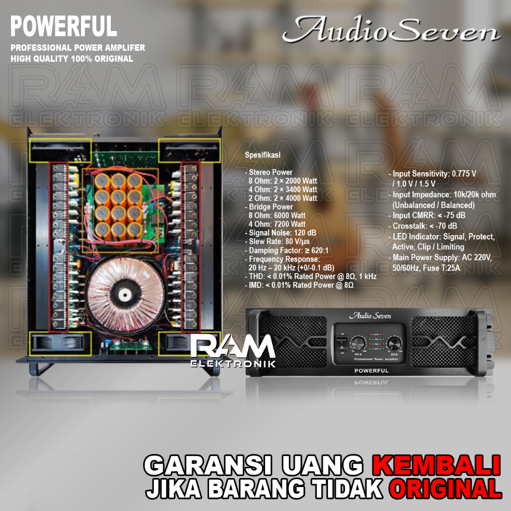 Power Amplifier 2 Channel AUDIO SEVEN POWERFUL 2 x 4000 Watt Original