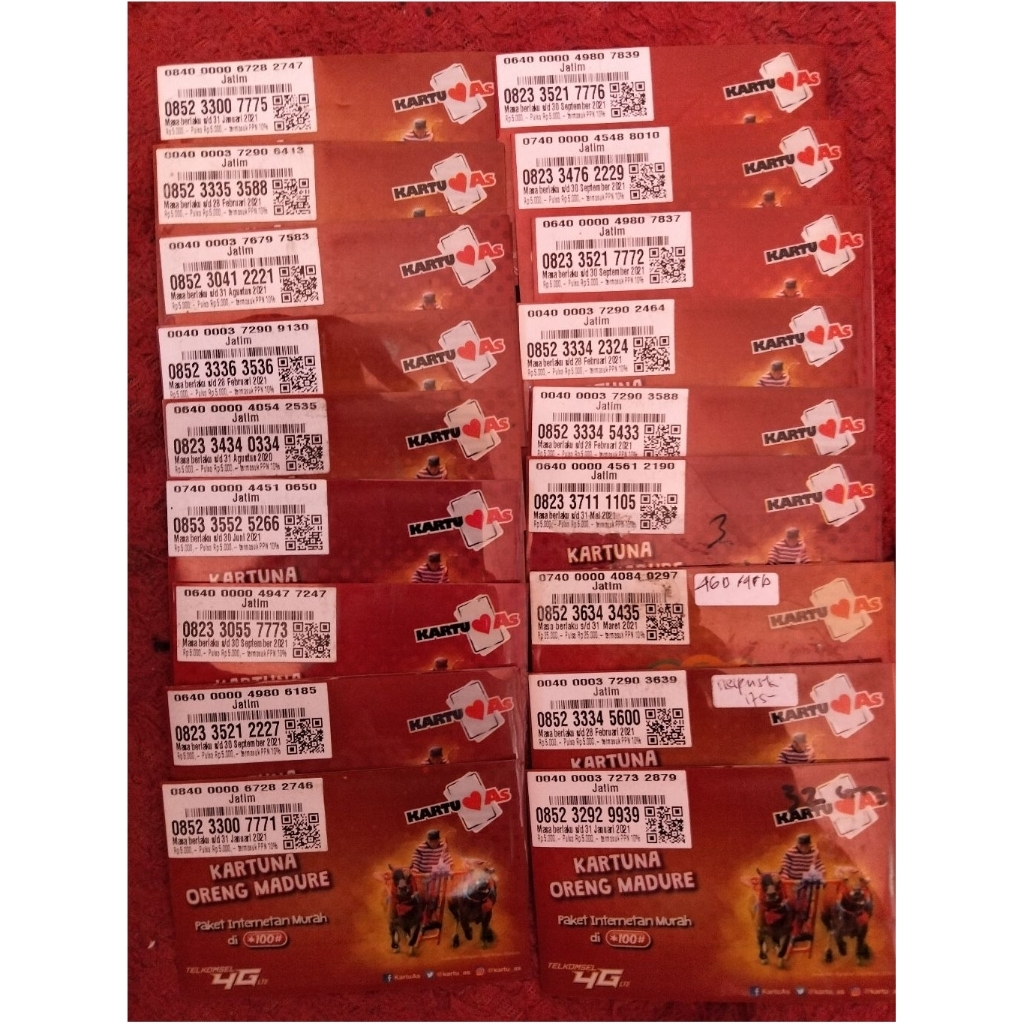 Kartu  As madura cantik, asli bukan tempelan. combo sakti, nomor cantik. murah