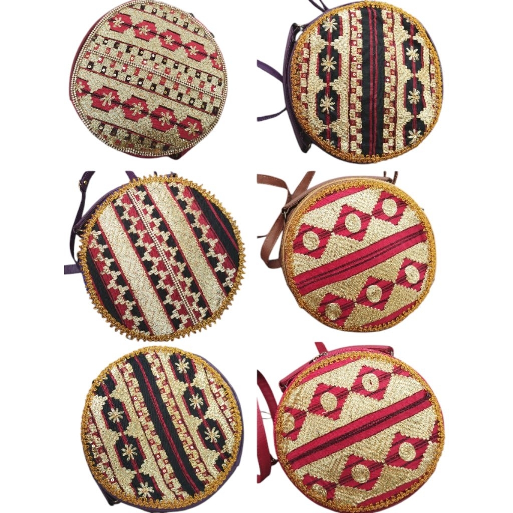 (cod) SALE OBRAL TAS TAPIS BULAT UKURAN DIAMETER 25 DALAM LUAS TAS Selempang TAPIS TAS TAPIS OLEH OL