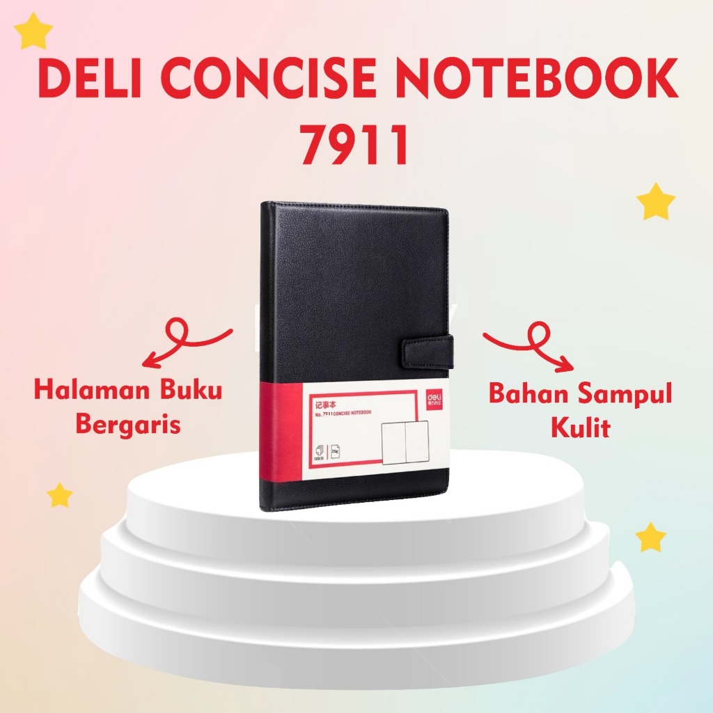 

DELI LEATHER COVER NOTEBOOK 7911/BUKU NOTEBOOK/Deli Concise Notebook Buku Catatan/Leather Cover Notebook BLACK 25K/120 Sheets