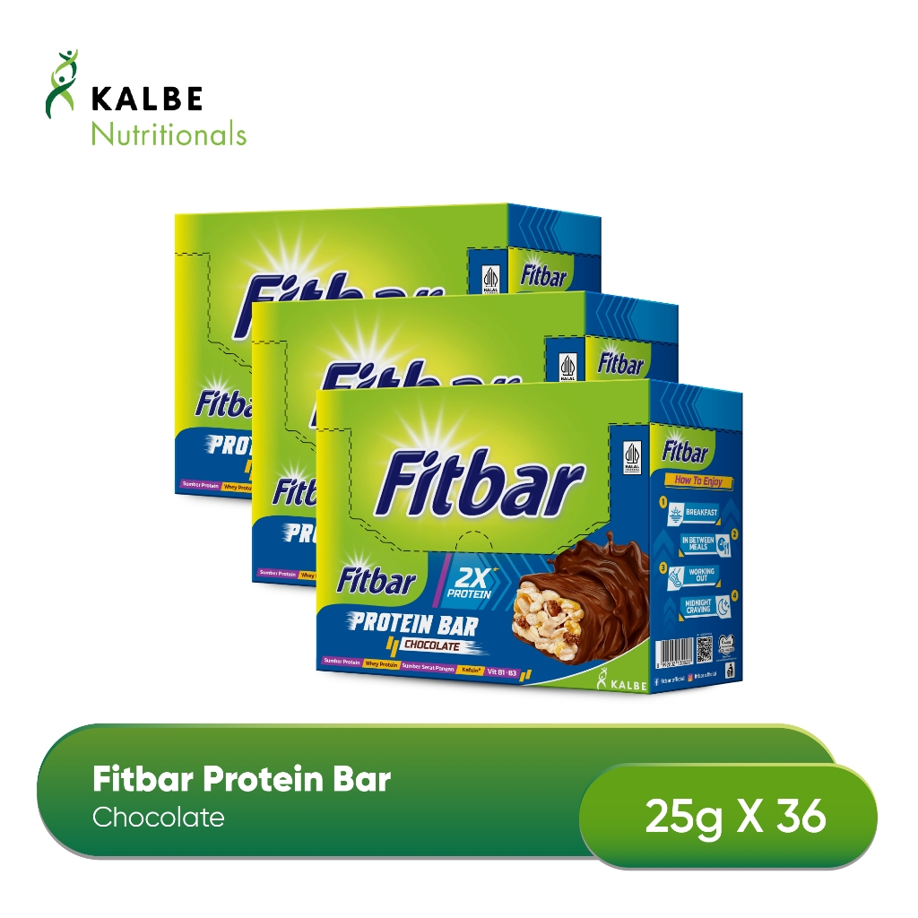 Fitbar Protein Chocolate 12x25gr - Isi 3 Box