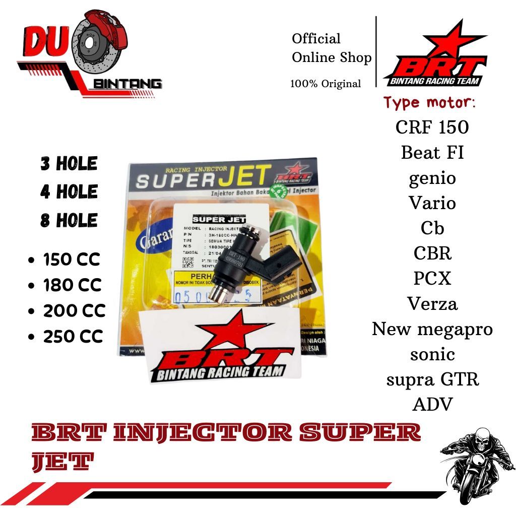 BRT Injector Injektor HONDA 150 180 200 250cc CRF Beat Scoopy Genio Vario CBR PCX Verza Sonic Supra