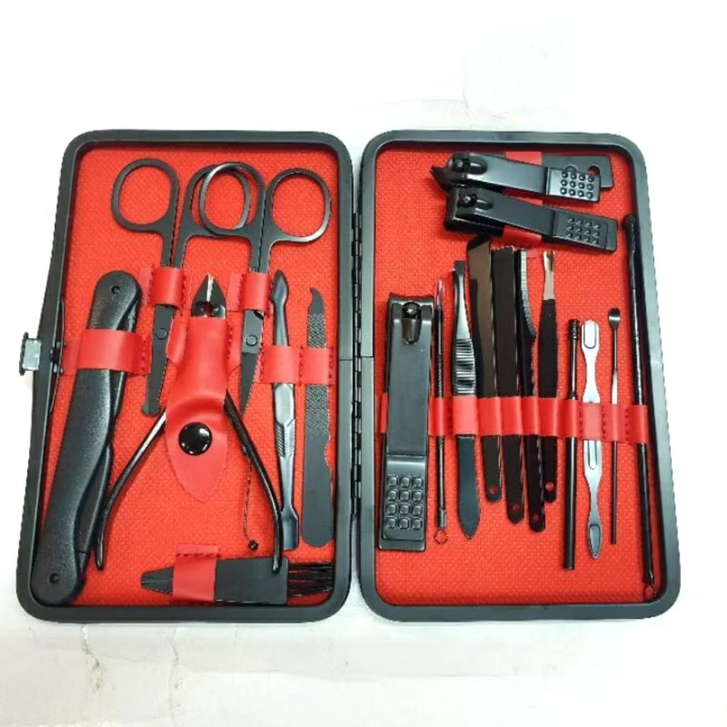 alat manicure pedicure hitam set premium murah gunting kuku set pemotong kuku
