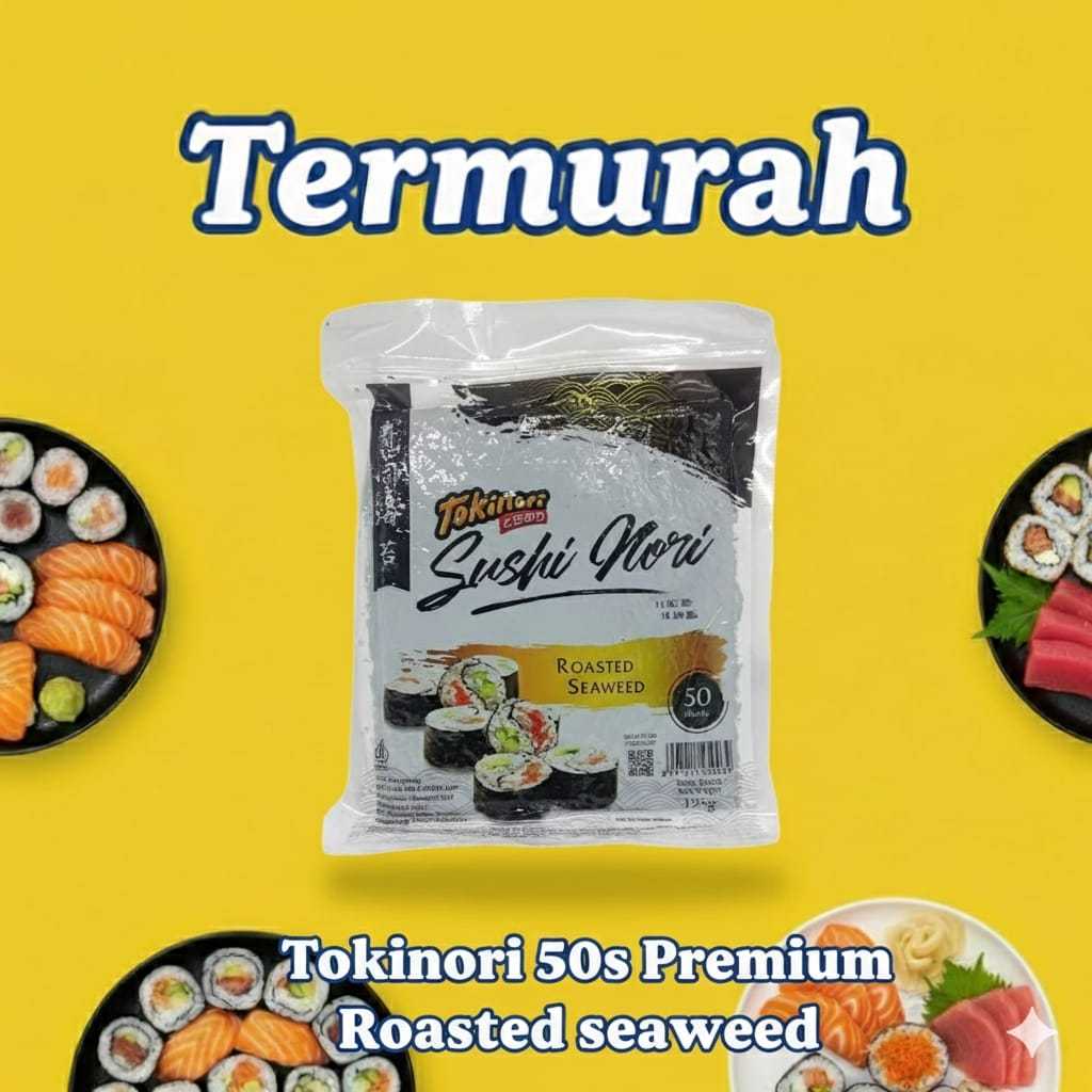 

TOKINORI SUSHI NORI 50 SHEET / LEMBAR - RUMPUT LAUT PANGGANG - ROASTED SEAWEED,GIMBAB,KIMBAB