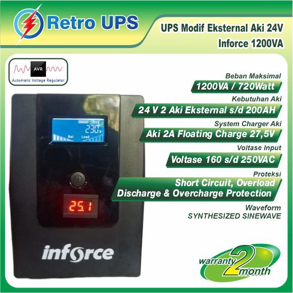 UPS Modif Modifikasi Eksternal Aki 24V Inforce 1200VA BARU