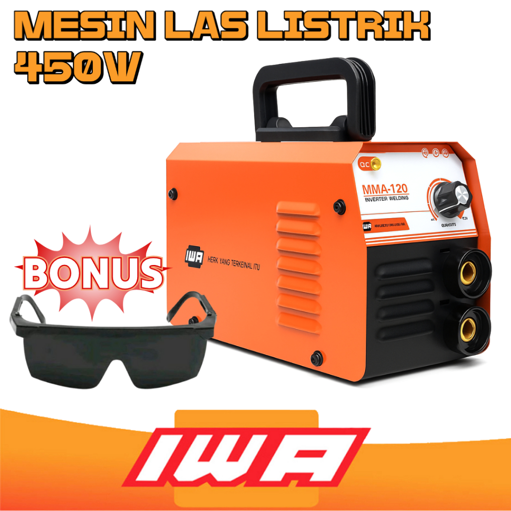 IWA Mesin Las Inverter Listrik 450 Watt IGBT MMA 120A Trafo Las Mini Portable HEMAT LISTRIK