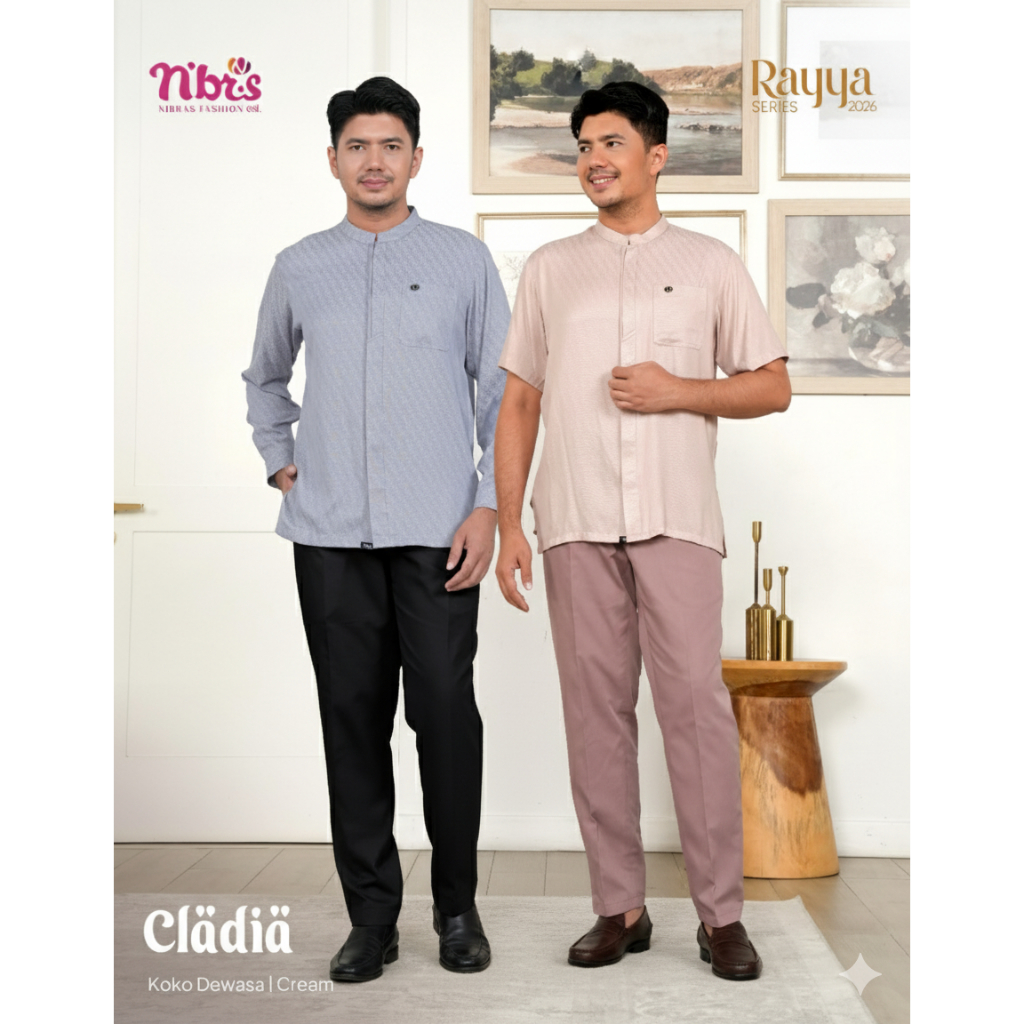 KOKO LAKI LAKI DEWASA TERBARU DIARAYYAKU 2026 CLADIA CREAM GREY BY NBRS FASHION ATASAN PRIA LENGAN P