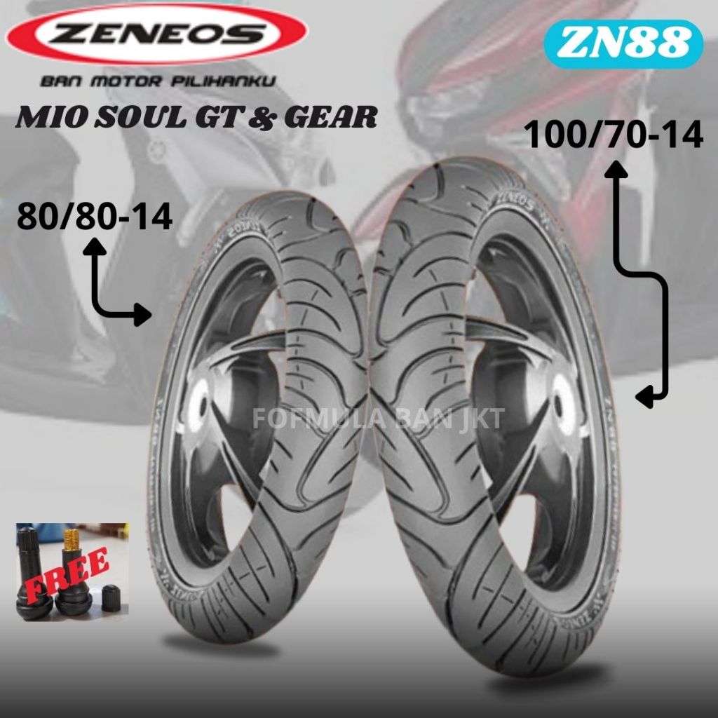 BAN MIO GEAR, SOUL GT RING 80/80-14 & 100/70 TUBELES Motorcycle