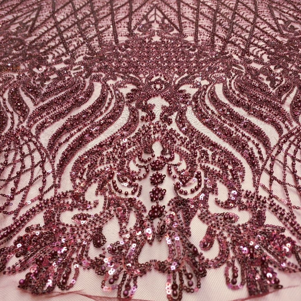 Bahan kain Tille full Payet Bridal Jepang premium/ kain Tille Payet Elisab Jepang Bordir/kain tile p