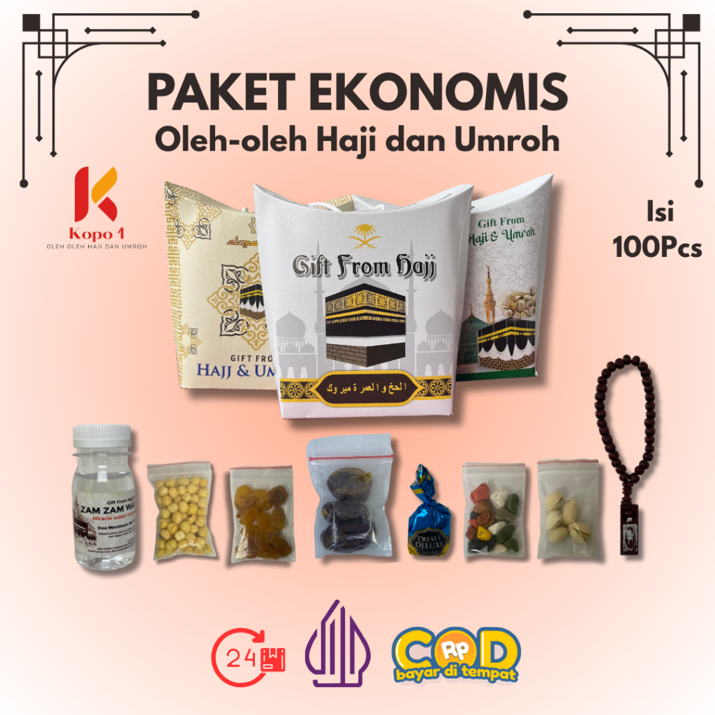 

Paket Ekonomis 100Pcs Oleh Oleh Haji Dan Umroh Isi Air Zamzam / Dus Tali
