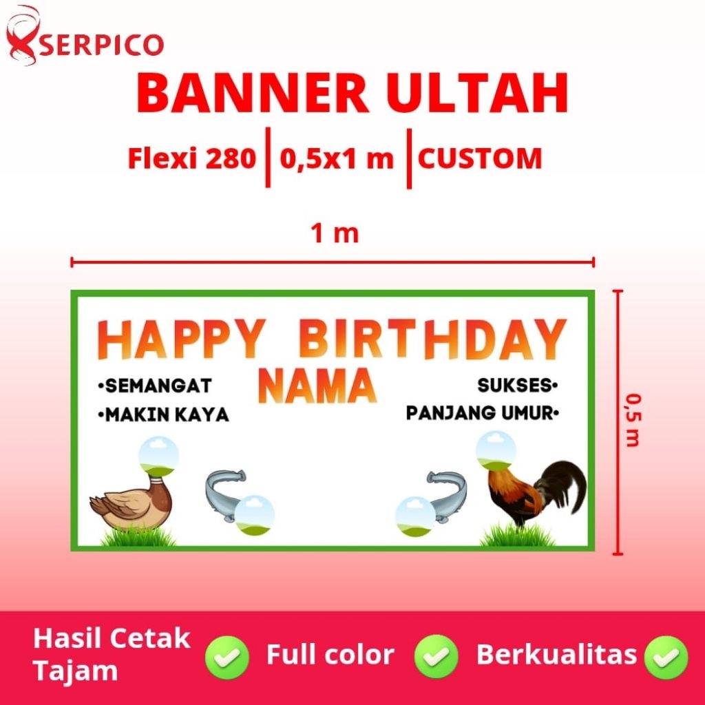 Banner Ultah Custom | Banner Wisuda | Banner Pecel Lele | Flexi 280