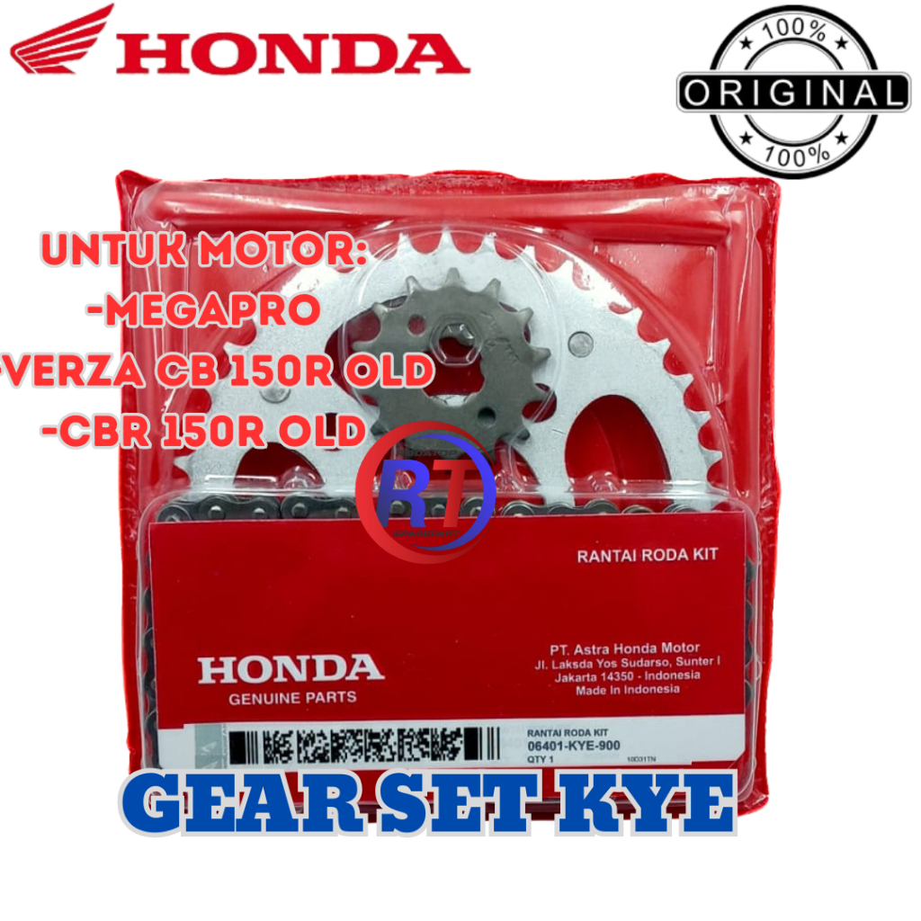 GEAR SET+RANTAI HONDA KODE KYE ORIGINAL KUALITAS ASLI UNTUK MOTOR MEGAPRO CB 150R LAMA CBR 150R LAMA