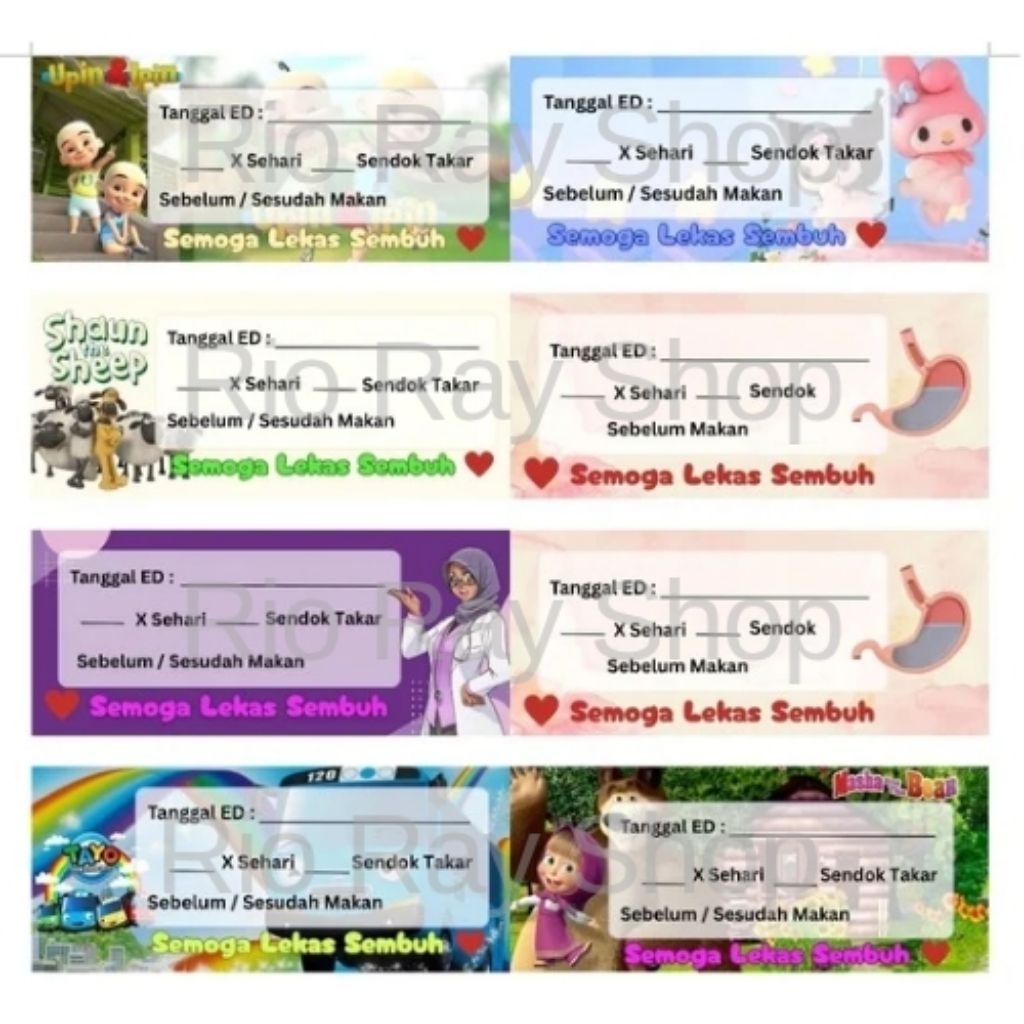 Stiker Obat | Stiker Obat Sirup | Label Obat Sirup Karakter