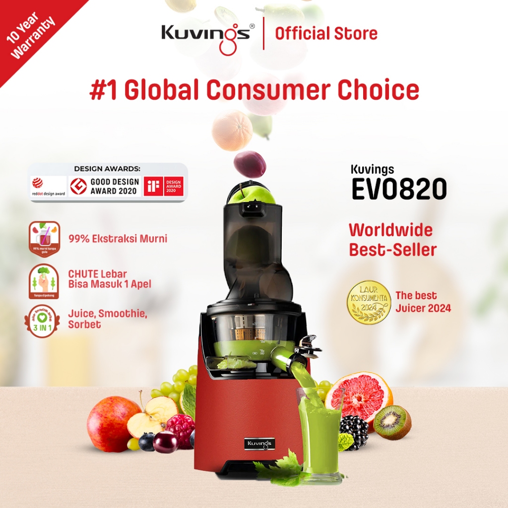 ORIGINAL KUVINGS Whole Slow Juicer EVO 820 Kuvings Matt Dark Red