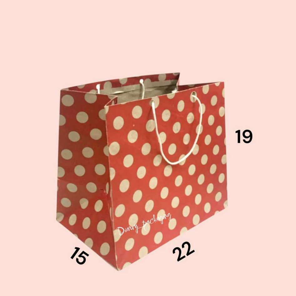 Paper Bag POLKADOT 22 x 19 | Paperbag Motif | Paper bag R7 | Tas Kertas Souvenir Snack
