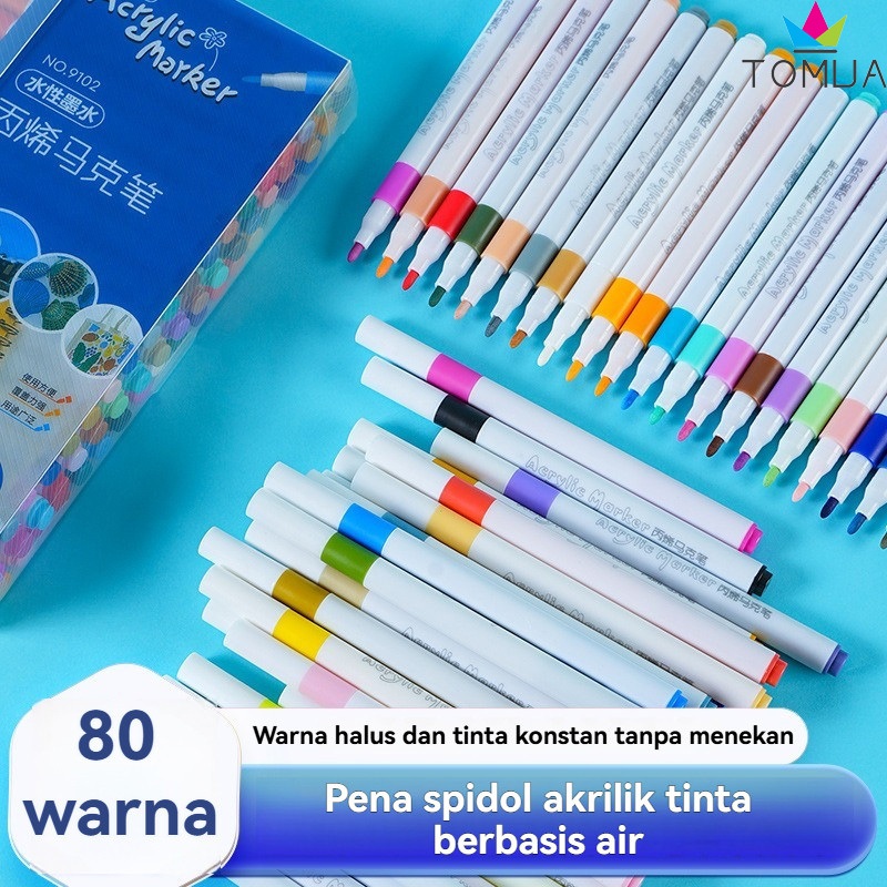 

Spidol Akrilik Warna Lengkap 12/24/36/48/60/80 Warna | Pastel & Highlighter | Cocok untuk Melukis, Menulis, Desain DKV