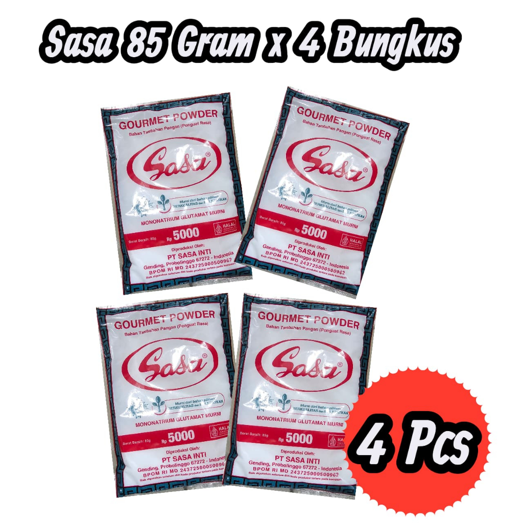 

4 PCS X 85 Gram Sasa Gourmet Powder Micin Monosodium Glutamat Micin