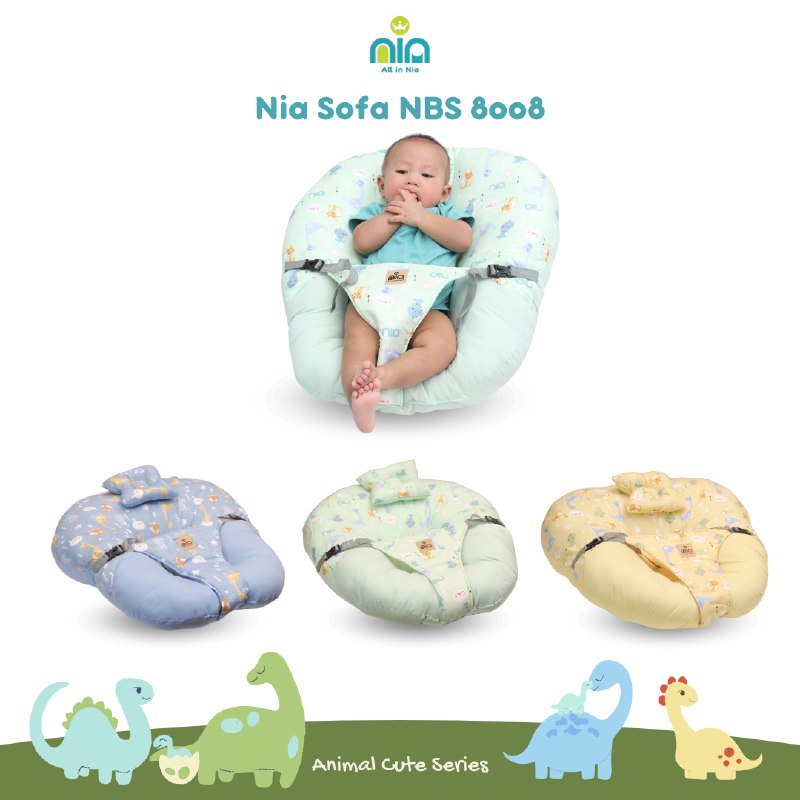 NIA BABY SOFA BAYI NEW BORN EARTH / DINO SERIES - SOFA BAYI DENGAN BANTAL NIA / SOFA BAYI NIA