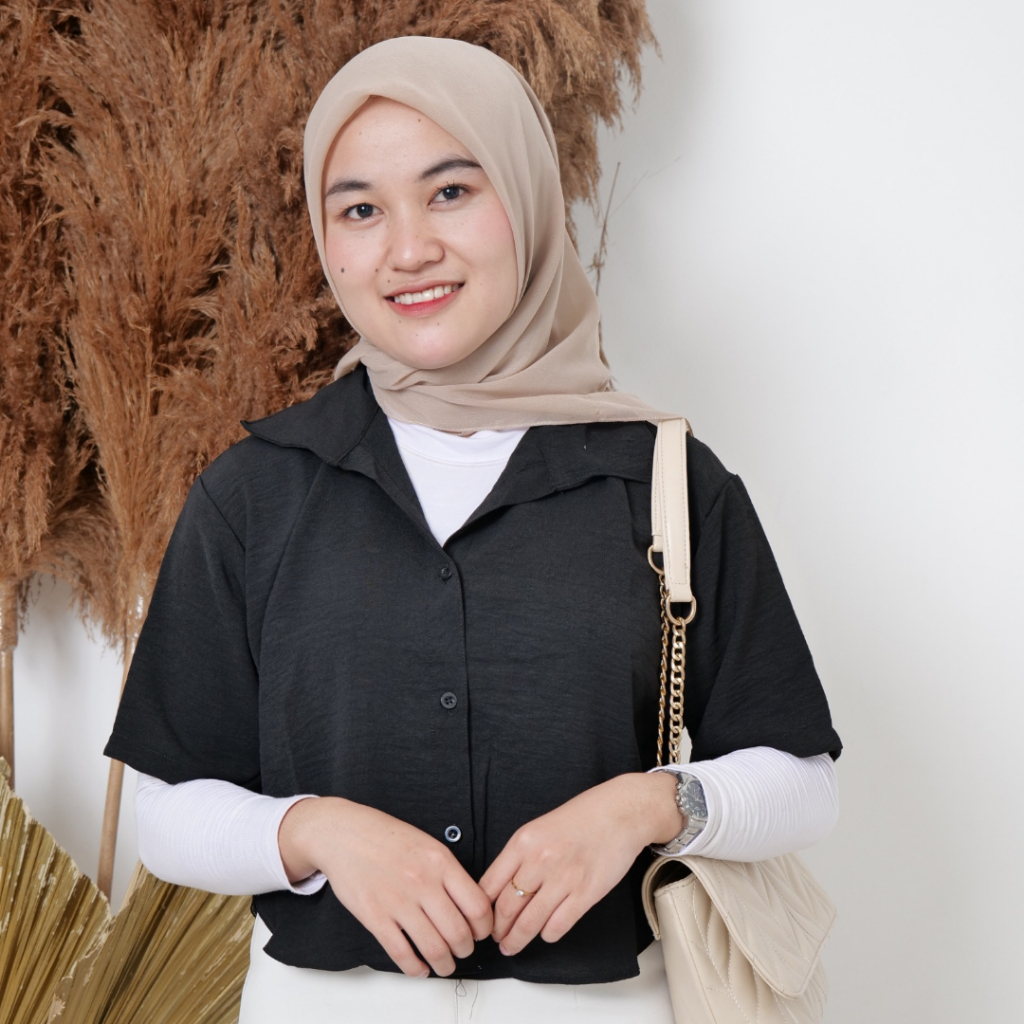 Kemeja Wanita Crop Crinkle Airflow Premium