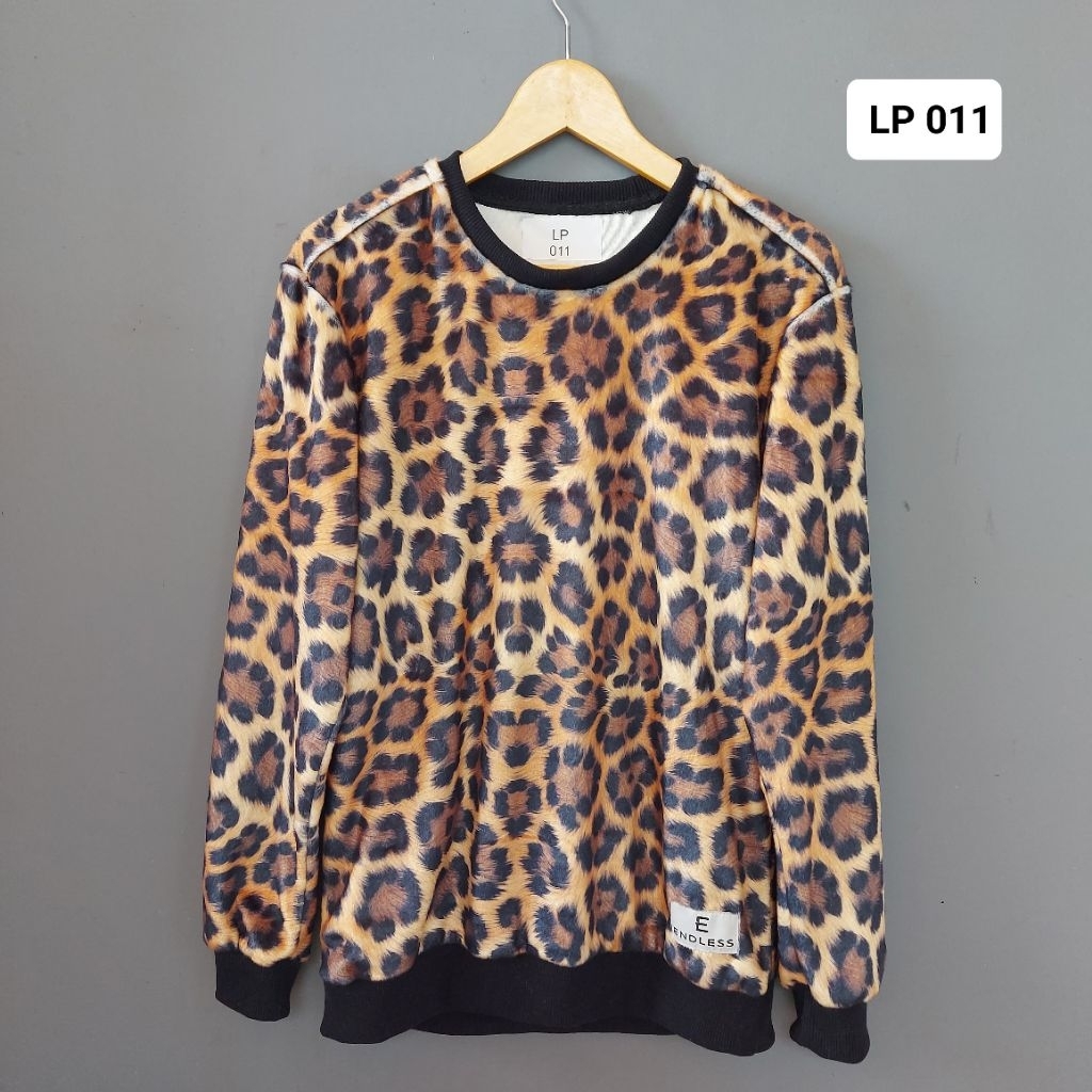 Sweater Leopard Baju Hangat Pria Wanita Bulu Halus Berkilau Anti Kusut