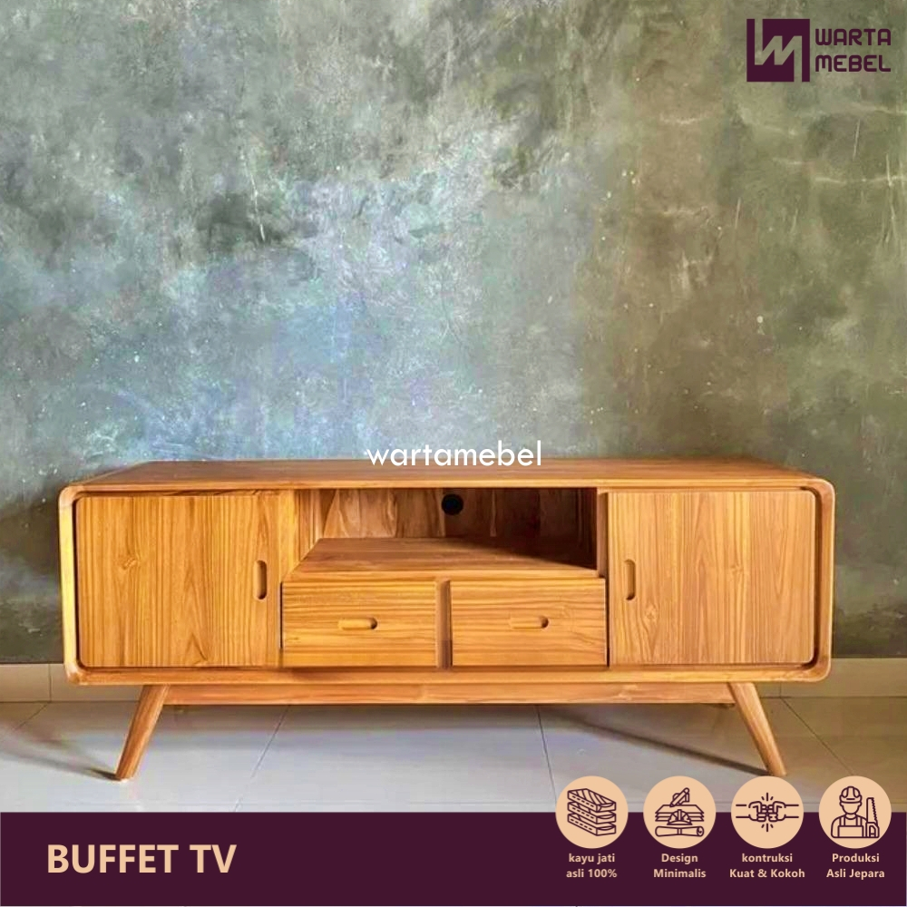 Meja TV Kayu Jati Jepara - Furniture Minimalis Tahan Lama & Kokoh