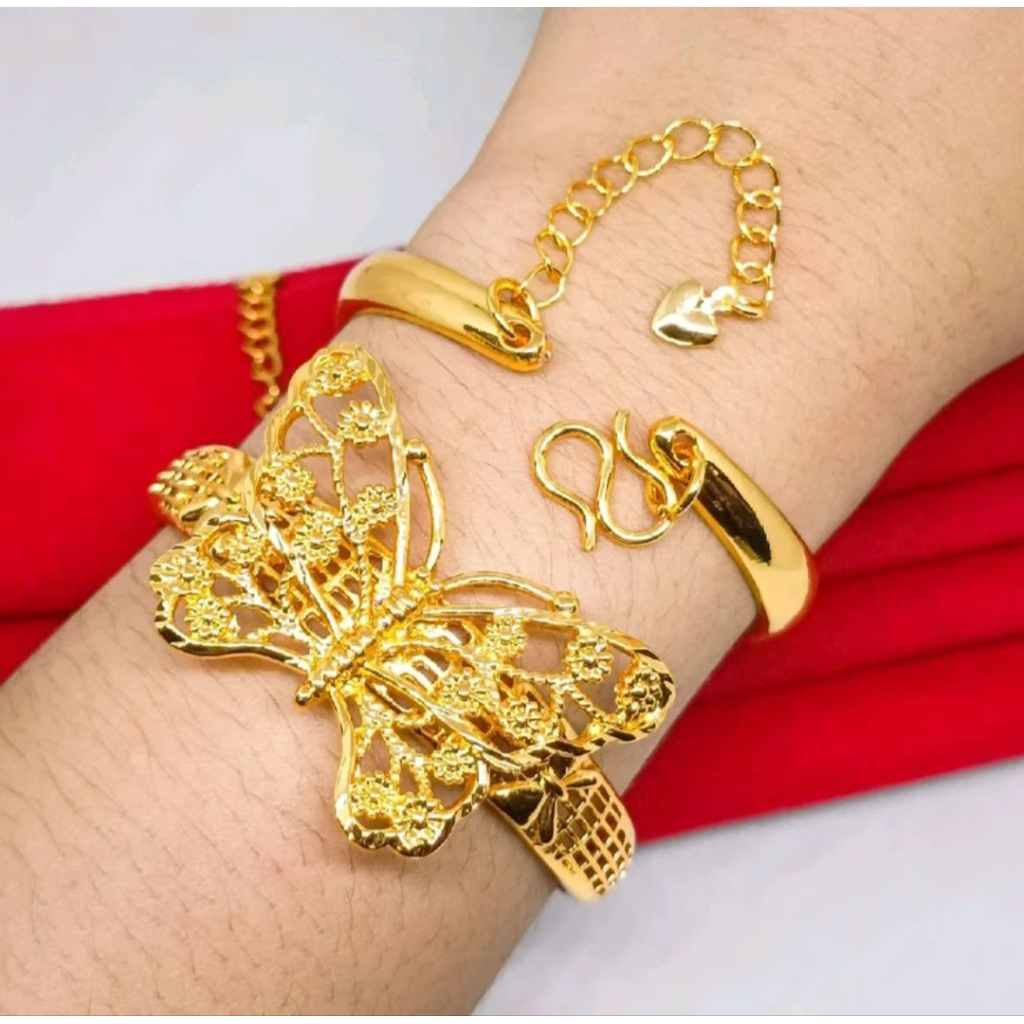 GELANG BANGLE KUPU- KUPU PERHIASAN DUBAI LAPIS EMAS 24K