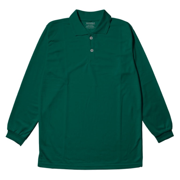Waniqlo - Kaos Polo Kerah Lengan Panjang Polos Terkeren Pria & Wanita Baju Kerah - Hijau Botol