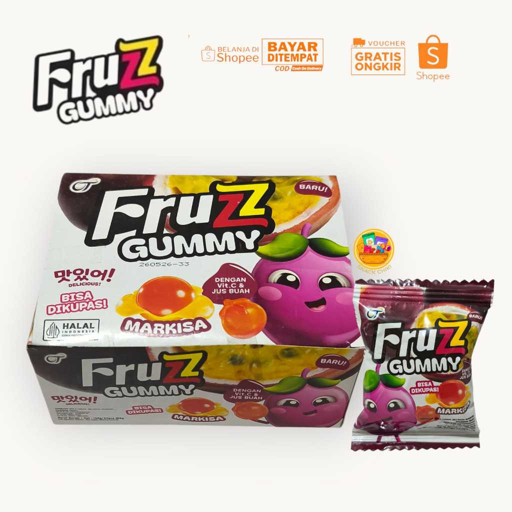 

FRUZZ GUMMY KEMBANG GULA LUNAK JELI RASA MARKISA DENGAN VITAMIN C 1 BOX 24 PCS