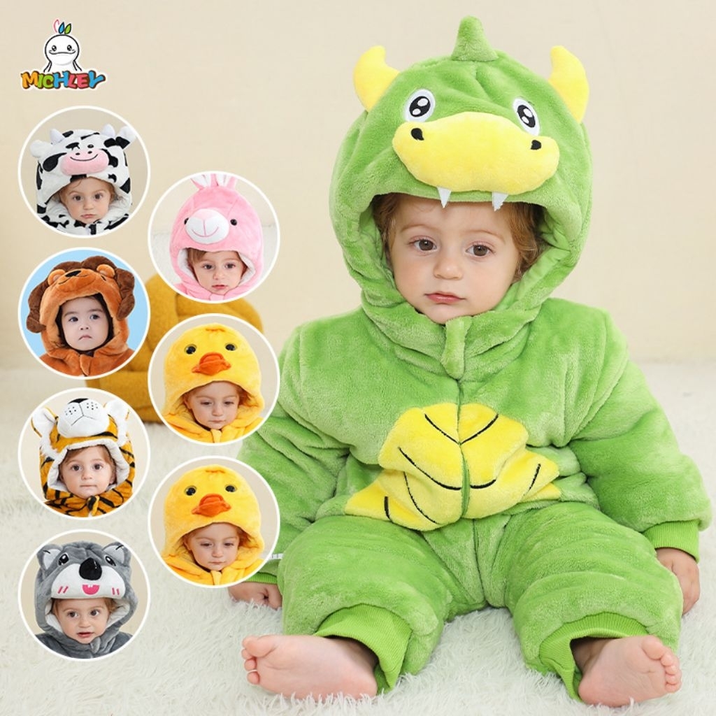 Baju kostum terusan anak dino onesie