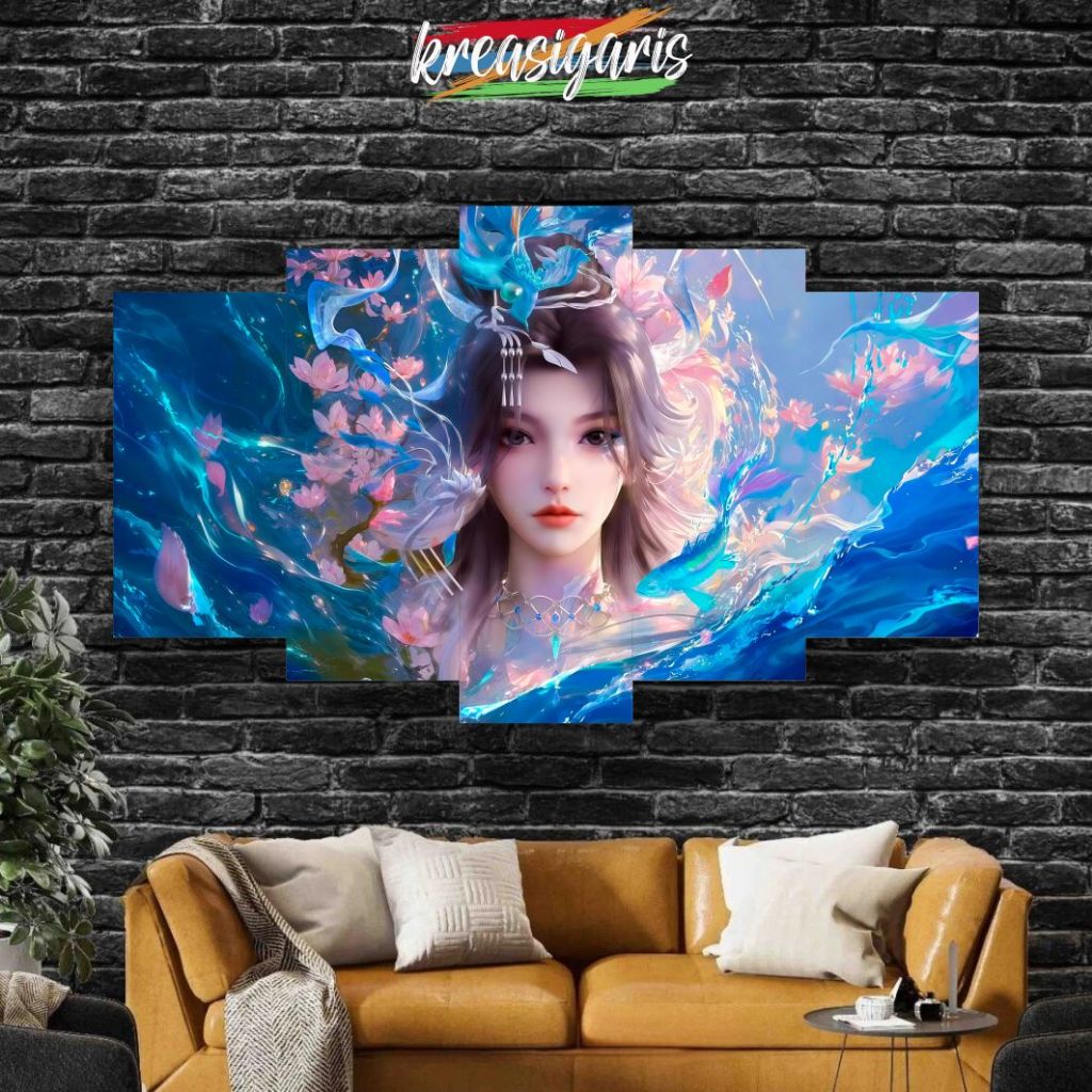 Hiasan Dinding JUMBO 100x60 CM Donghua Eclipse of Illusion Yun Wangshu I 1 Set Isi 5 Pcs poster I Hi